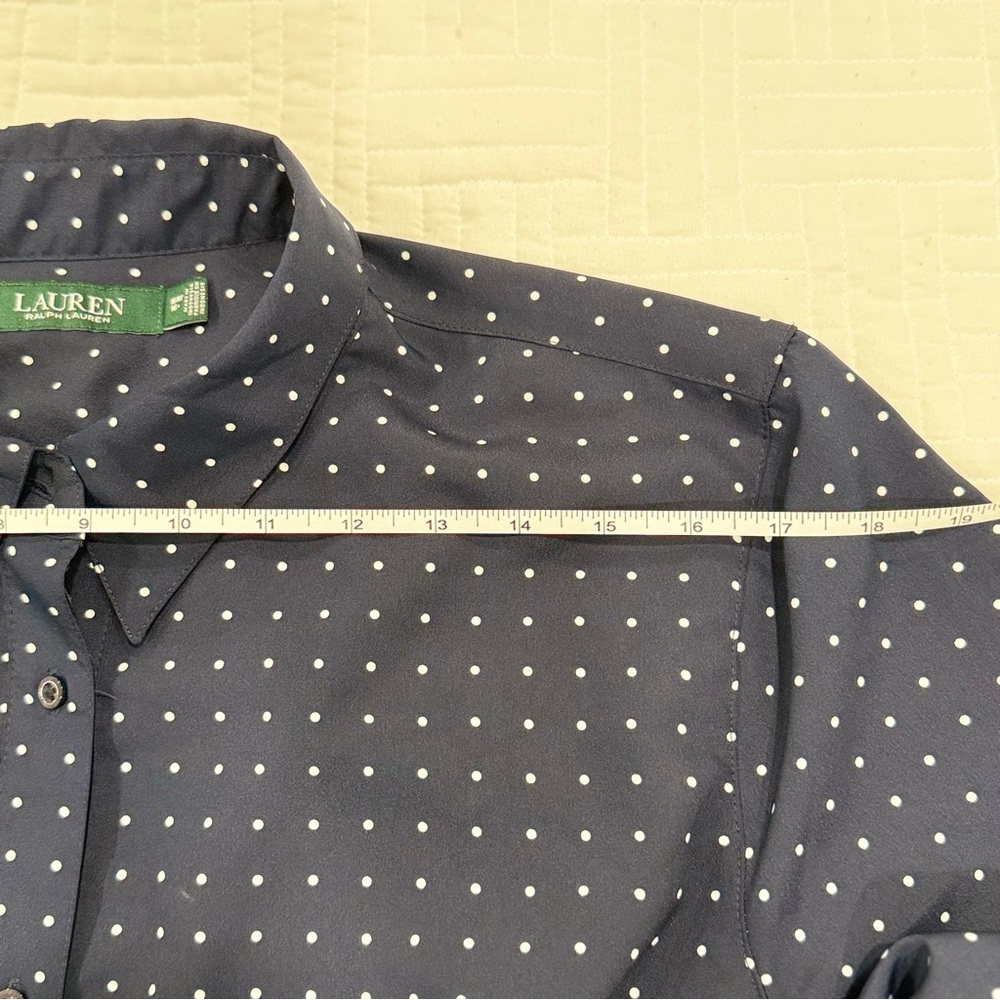 Elegant Navy Polka Dot Dress - Picture 6 of 9